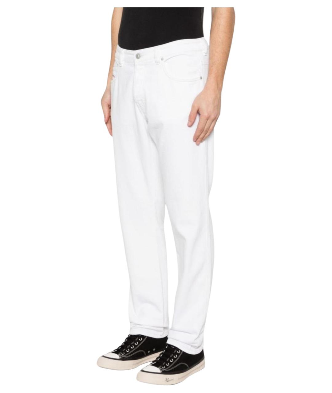 DIESEL Белые хлопковые прямые джинсы, фото 3