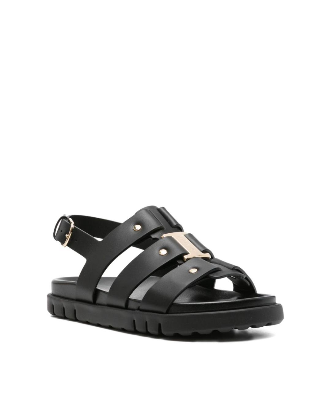 FERRAGAMO Черные кожаные босоножки, фото 3