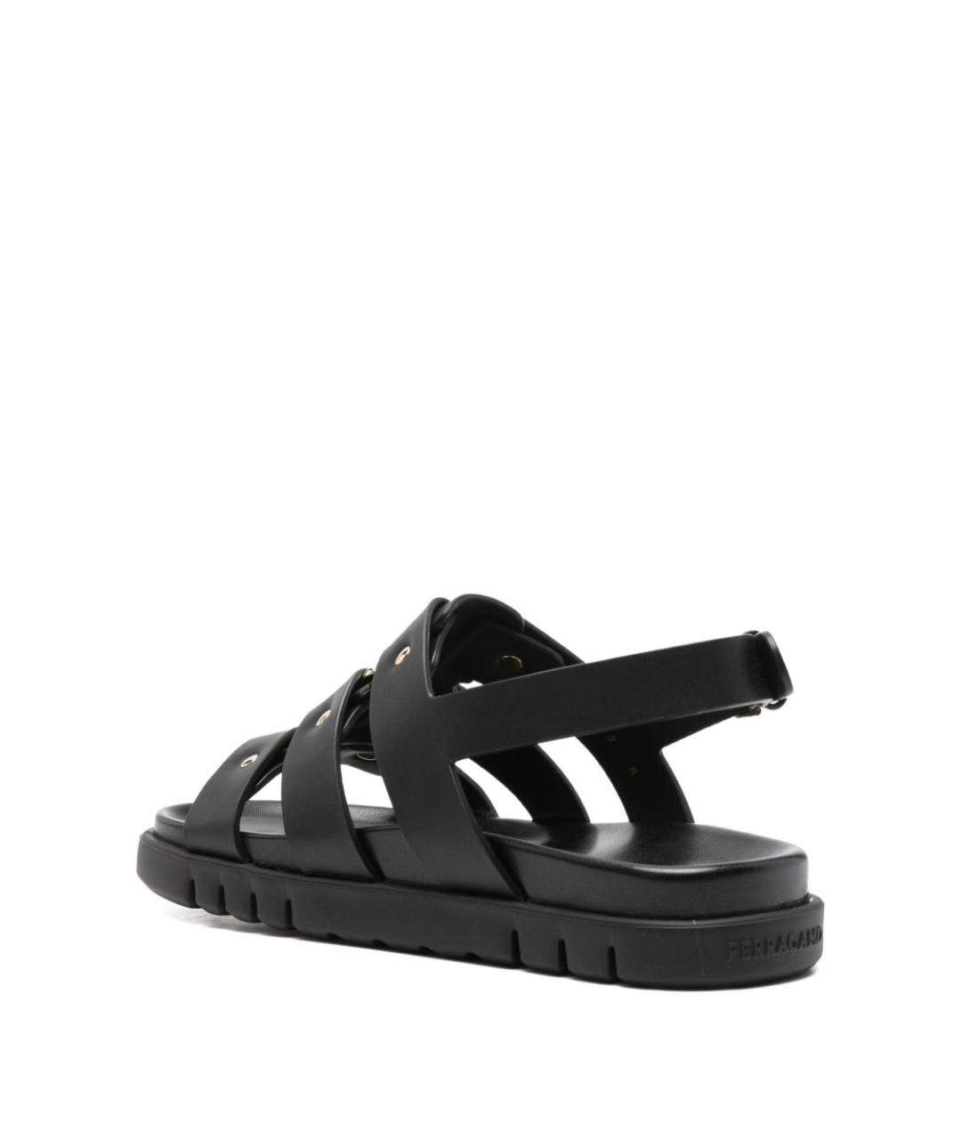 FERRAGAMO Черные кожаные босоножки, фото 4