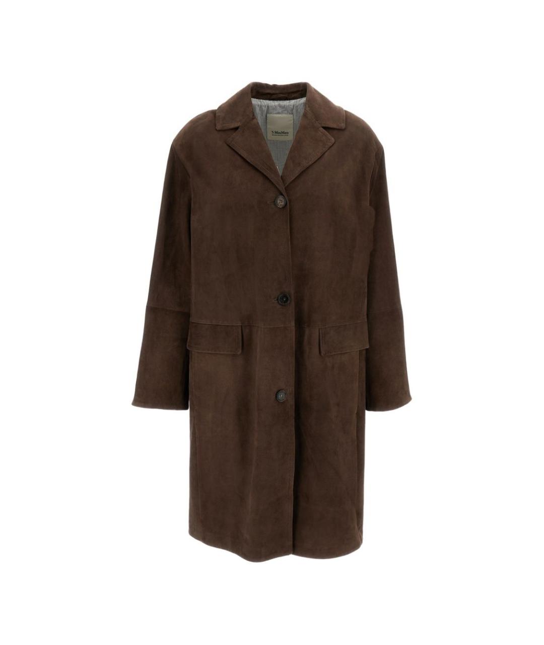 'S MAX MARA Коричневое замшевое пальто, фото 4