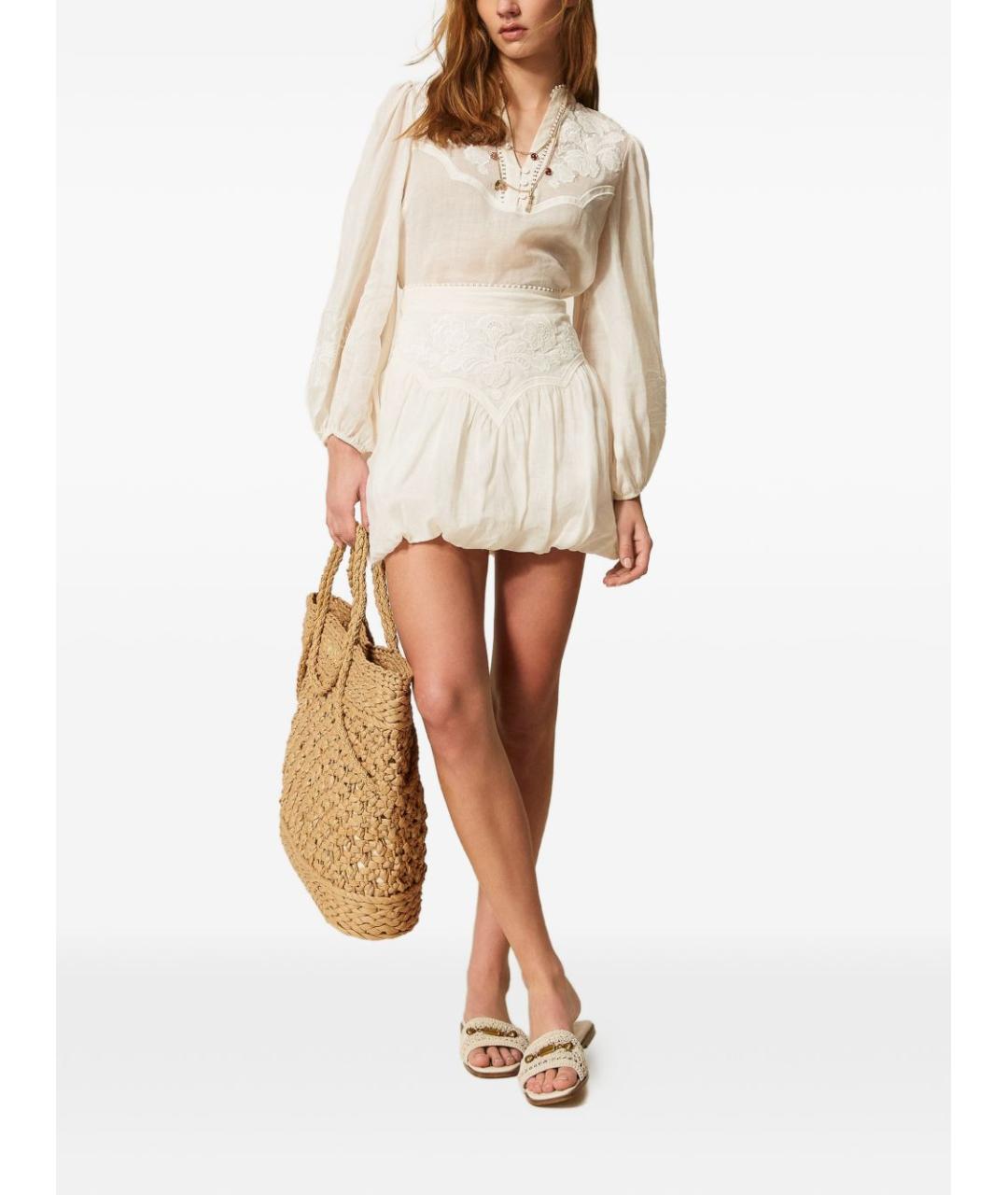 TWIN-SET Бежевая юбка мини, фото 4