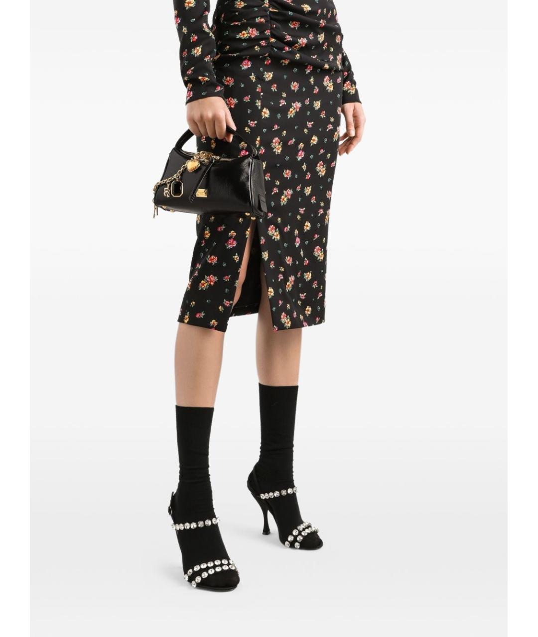 DOLCE&GABBANA Черная кожаная сумка с короткими ручками, фото 2