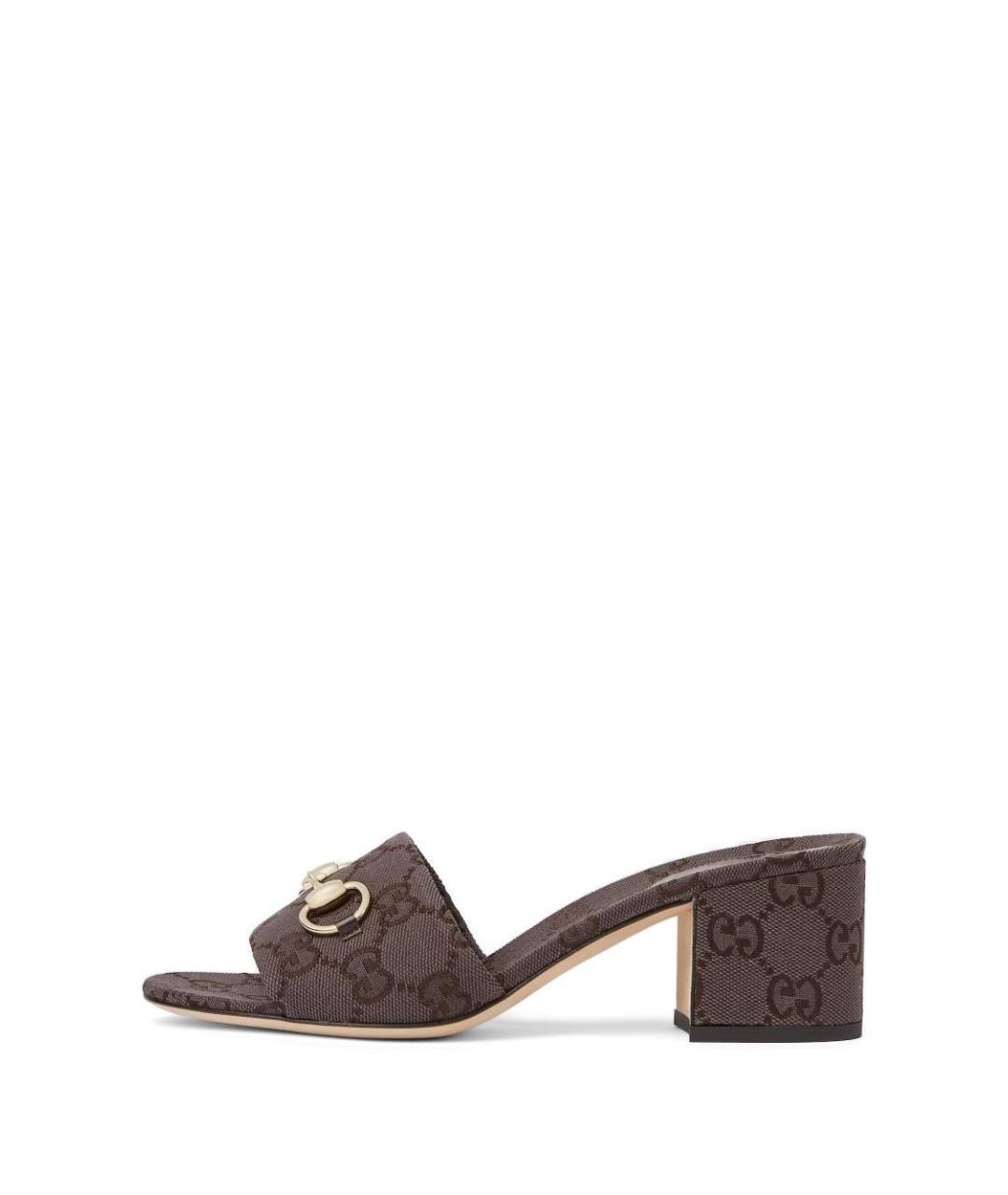 GUCCI Коричневые текстильные мюли, фото 4