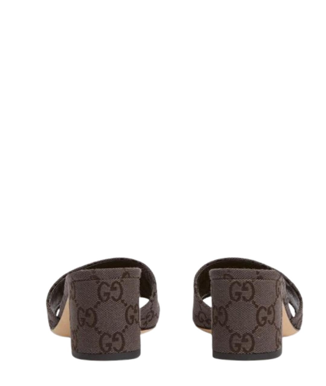 GUCCI Коричневые текстильные мюли, фото 2