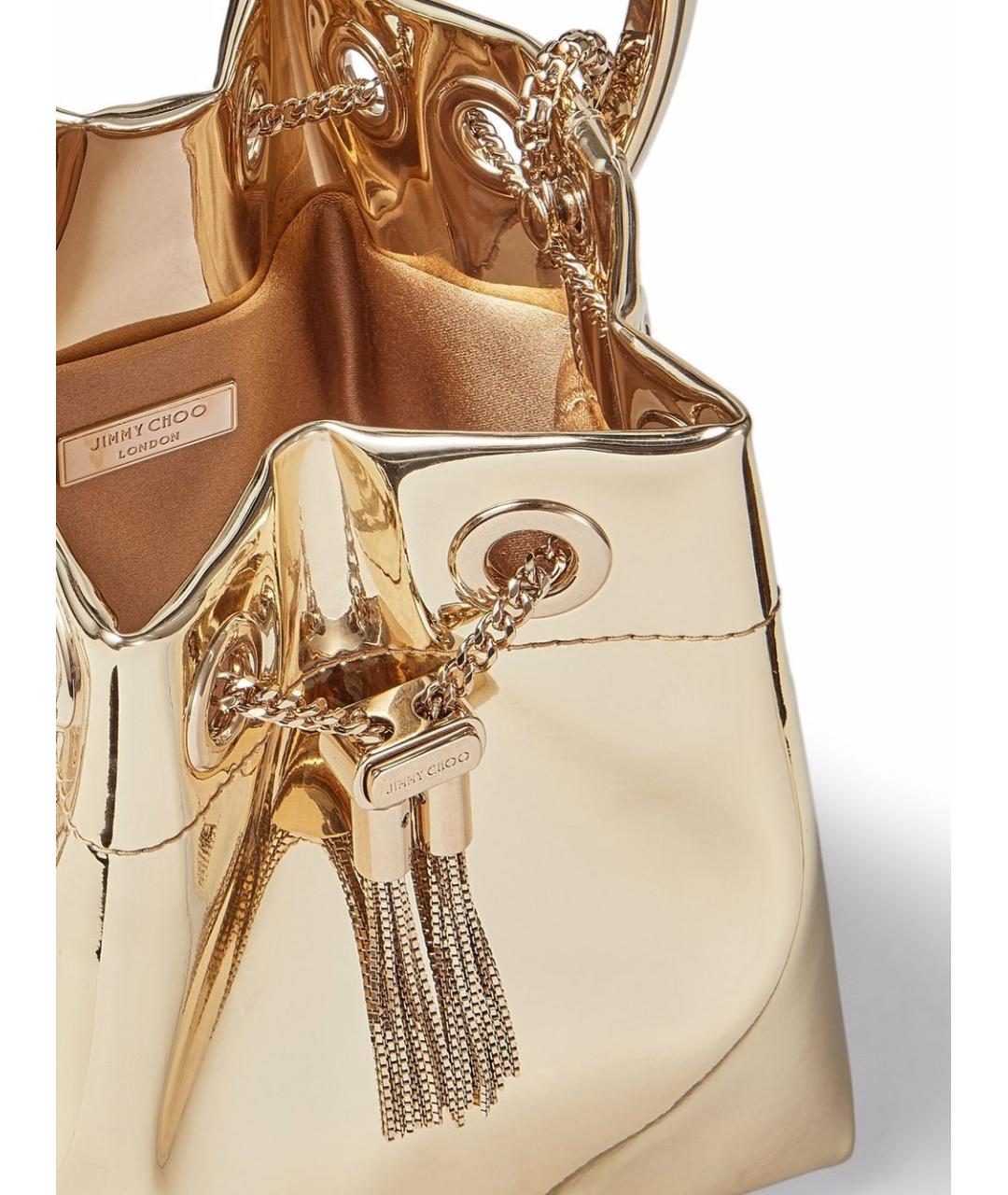 JIMMY CHOO Золотая тканевая сумка через плечо, фото 3