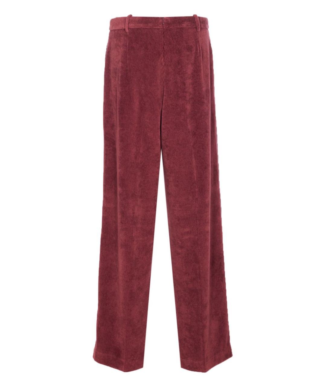 CIRCOLO 1901 Бордовые хлопковые прямые брюки, фото 2