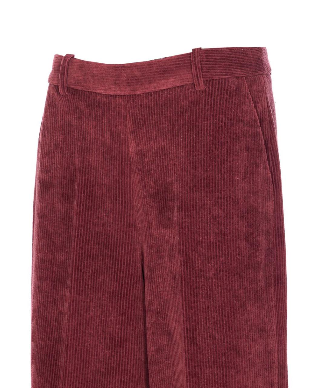 CIRCOLO 1901 Бордовые хлопковые прямые брюки, фото 4