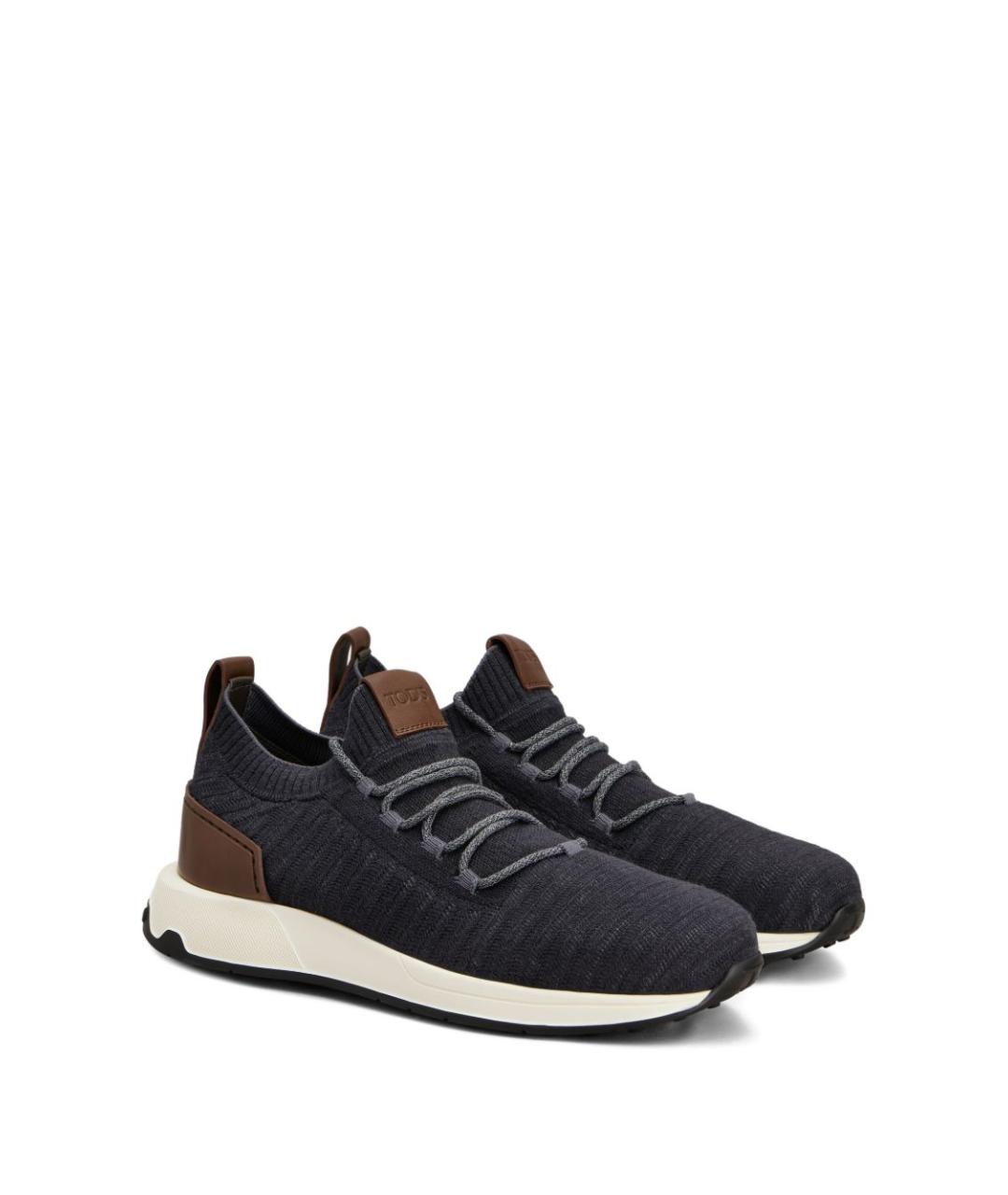 TOD'S Серые текстильные низкие кроссовки / кеды, фото 2