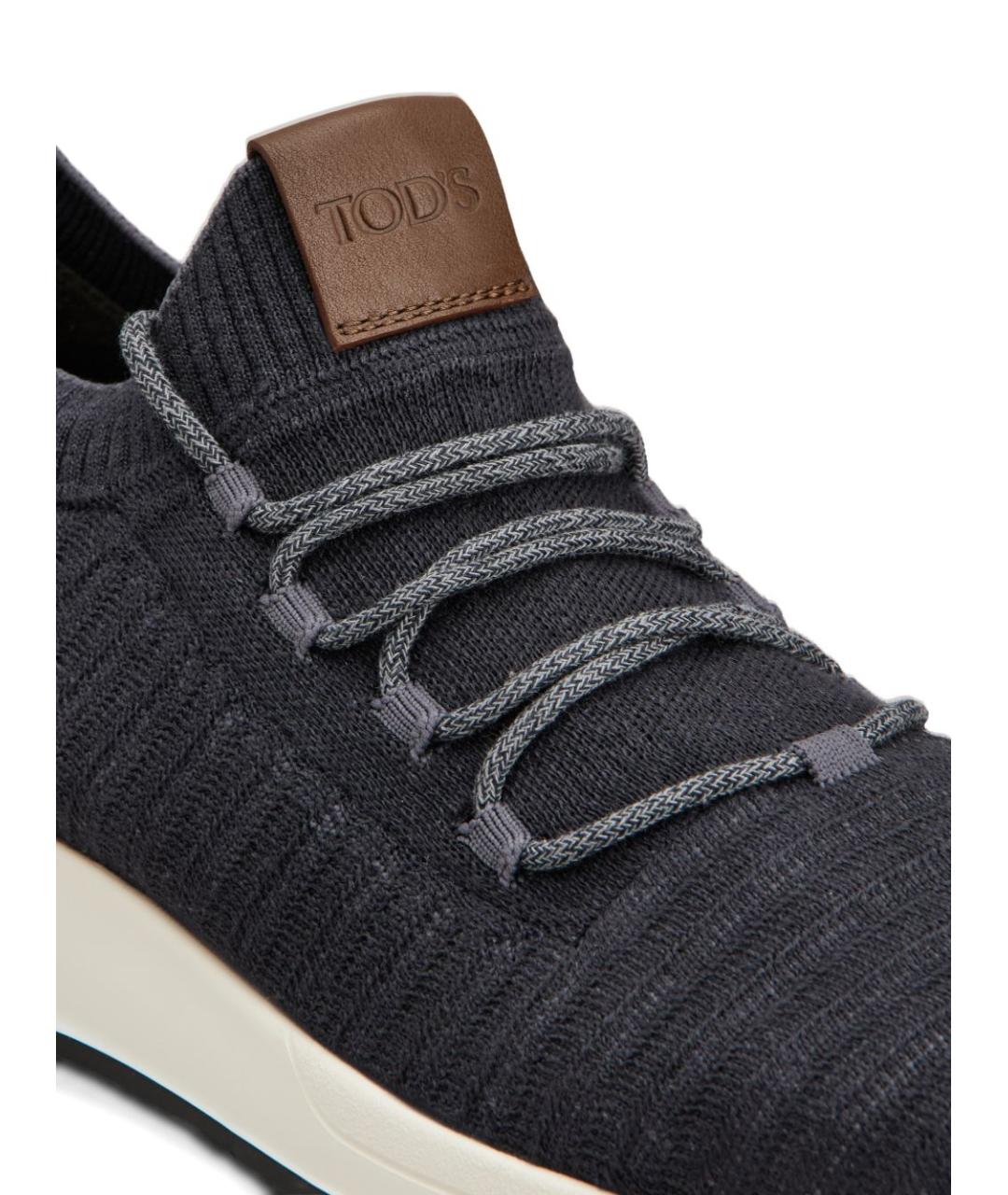 TOD'S Серые текстильные низкие кроссовки / кеды, фото 3