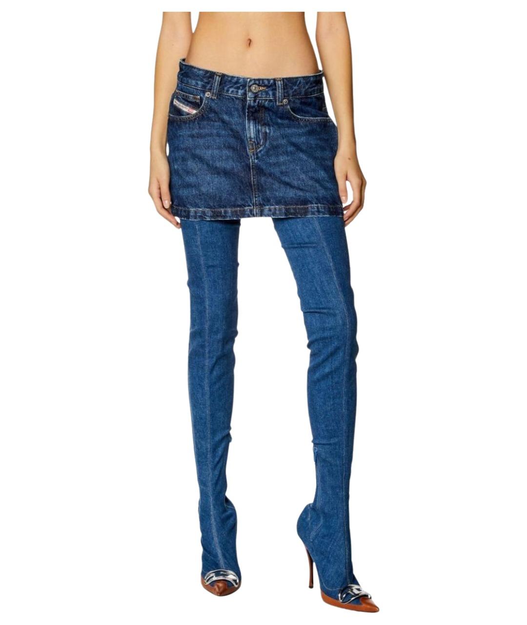 DIESEL Синяя хлопковая юбка мини, фото 5