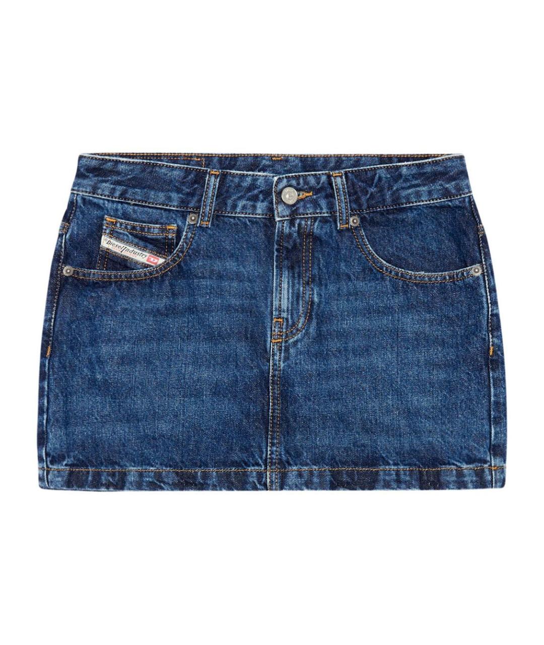 DIESEL Синяя хлопковая юбка мини, фото 1