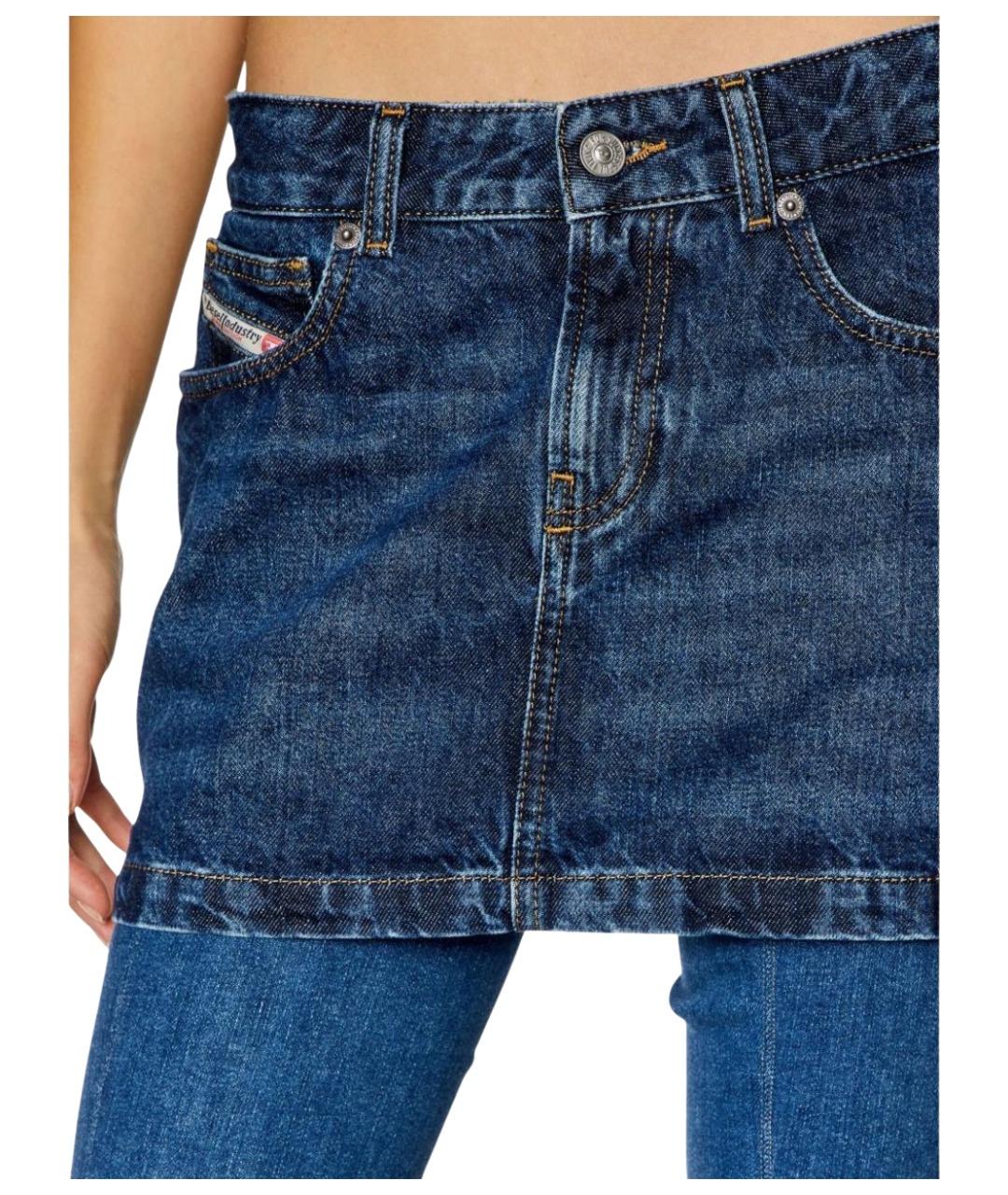 DIESEL Синяя хлопковая юбка мини, фото 3