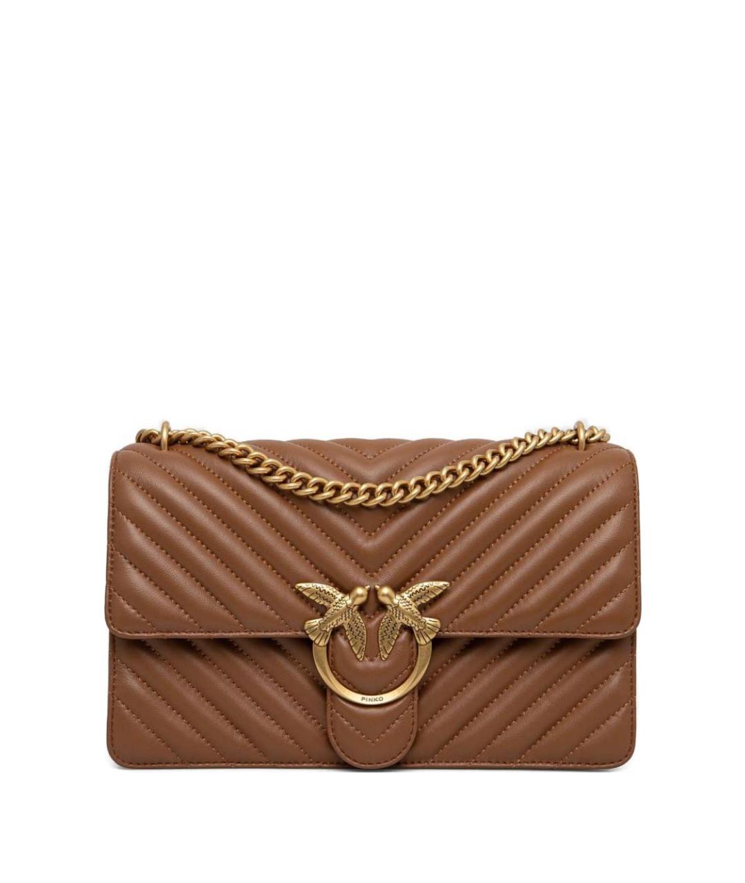 PINKO Коричневая кожаная сумка через плечо, фото 1
