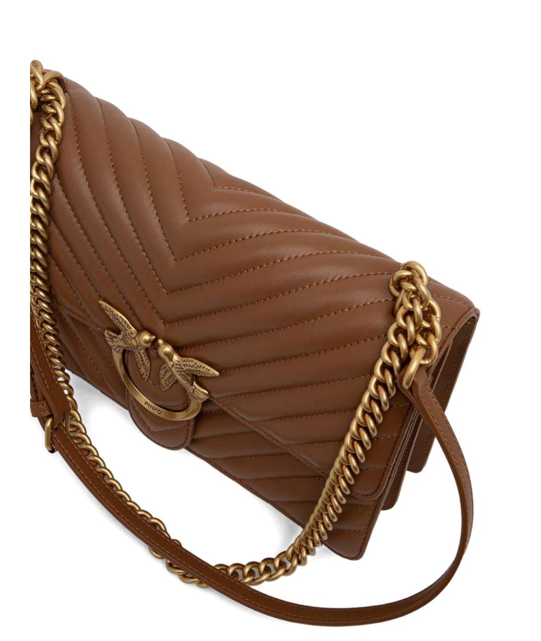 PINKO Коричневая кожаная сумка через плечо, фото 2