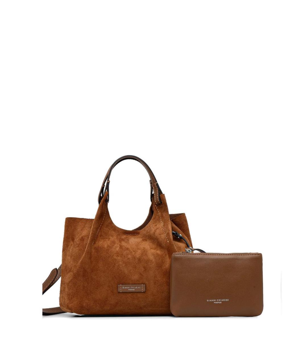 Gianni Chiarini Коричневая замшевая сумка тоут, фото 2