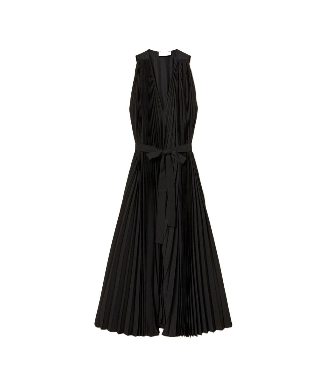 TWIN-SET Черное хлопковое коктейльное платье, фото 1