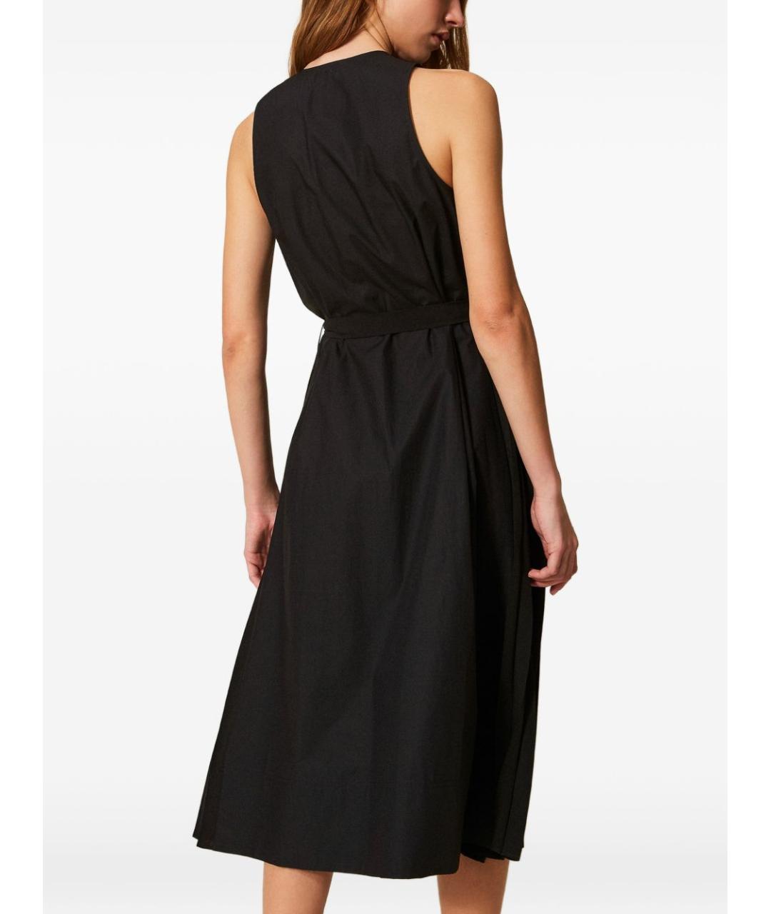 TWIN-SET Черное хлопковое коктейльное платье, фото 4