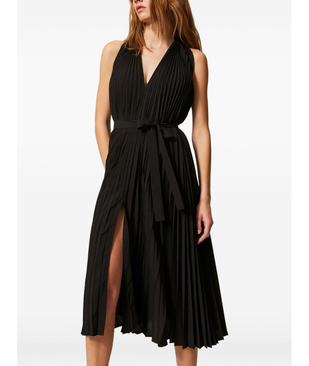 TWIN-SET Черное хлопковое коктейльное платье, фото 2