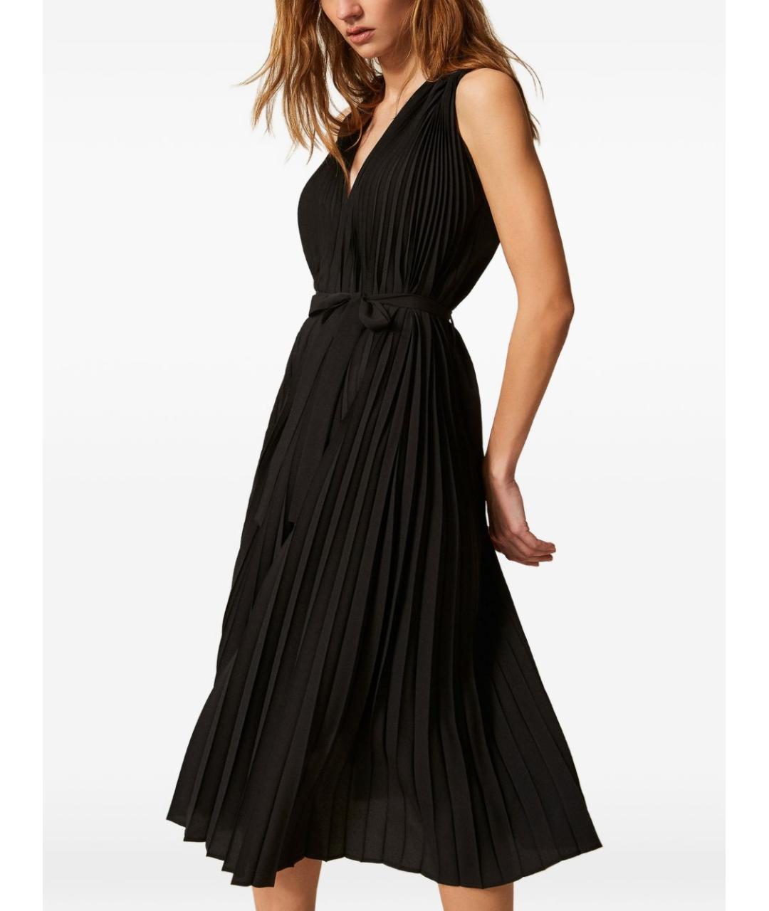 TWIN-SET Черное хлопковое коктейльное платье, фото 3