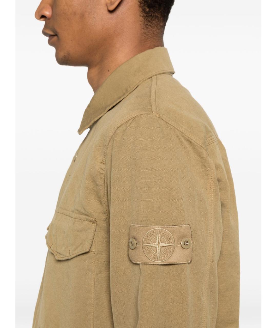STONE ISLAND Бежевая хлопковая кэжуал рубашка, фото 3