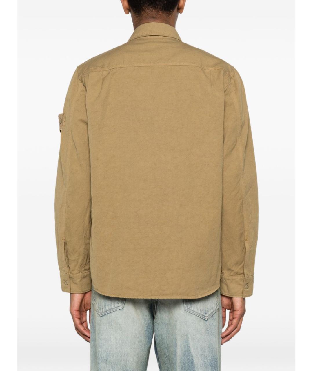 STONE ISLAND Бежевая хлопковая кэжуал рубашка, фото 6