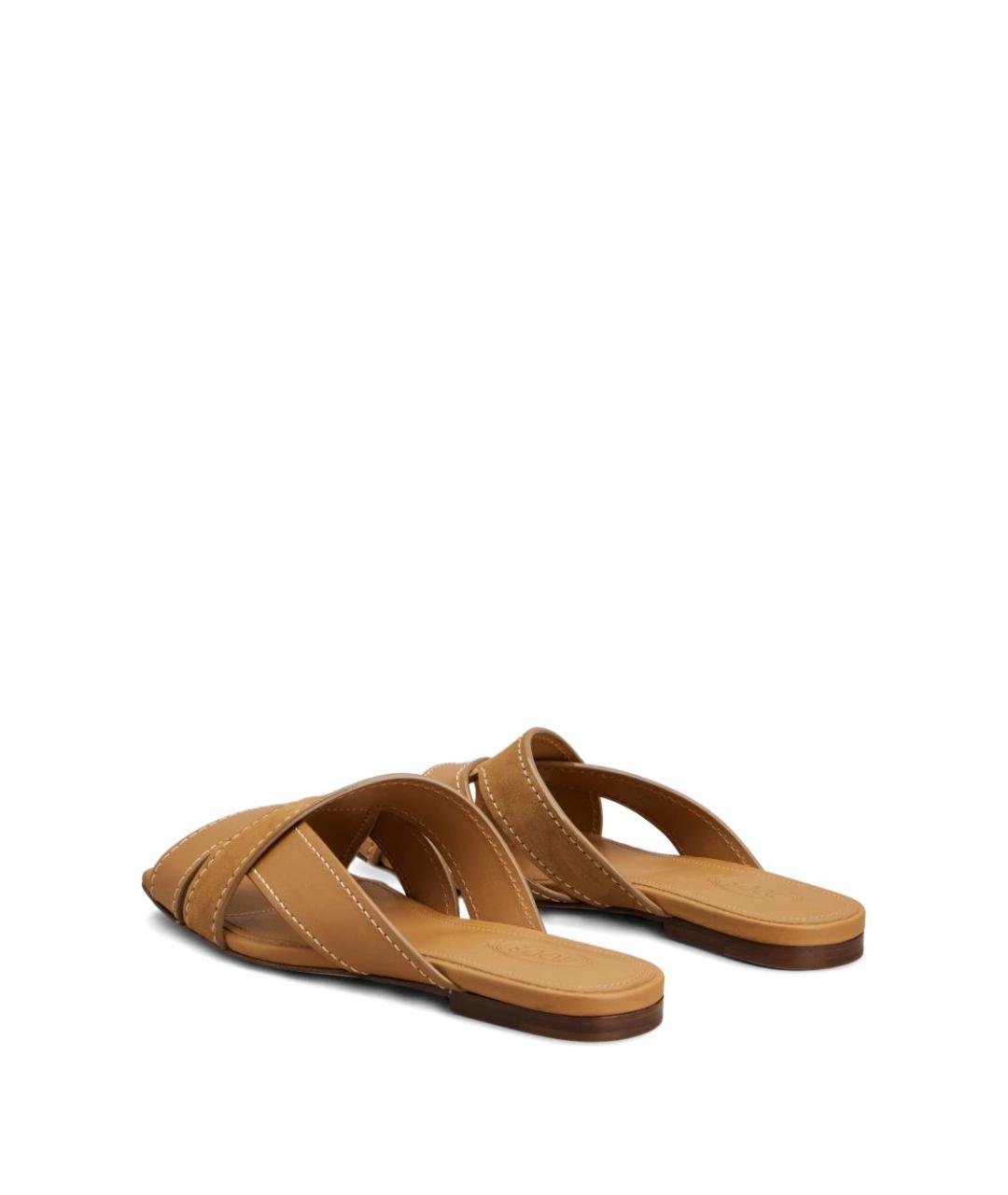 TOD'S Бежевые кожаные шлепанцы, фото 5