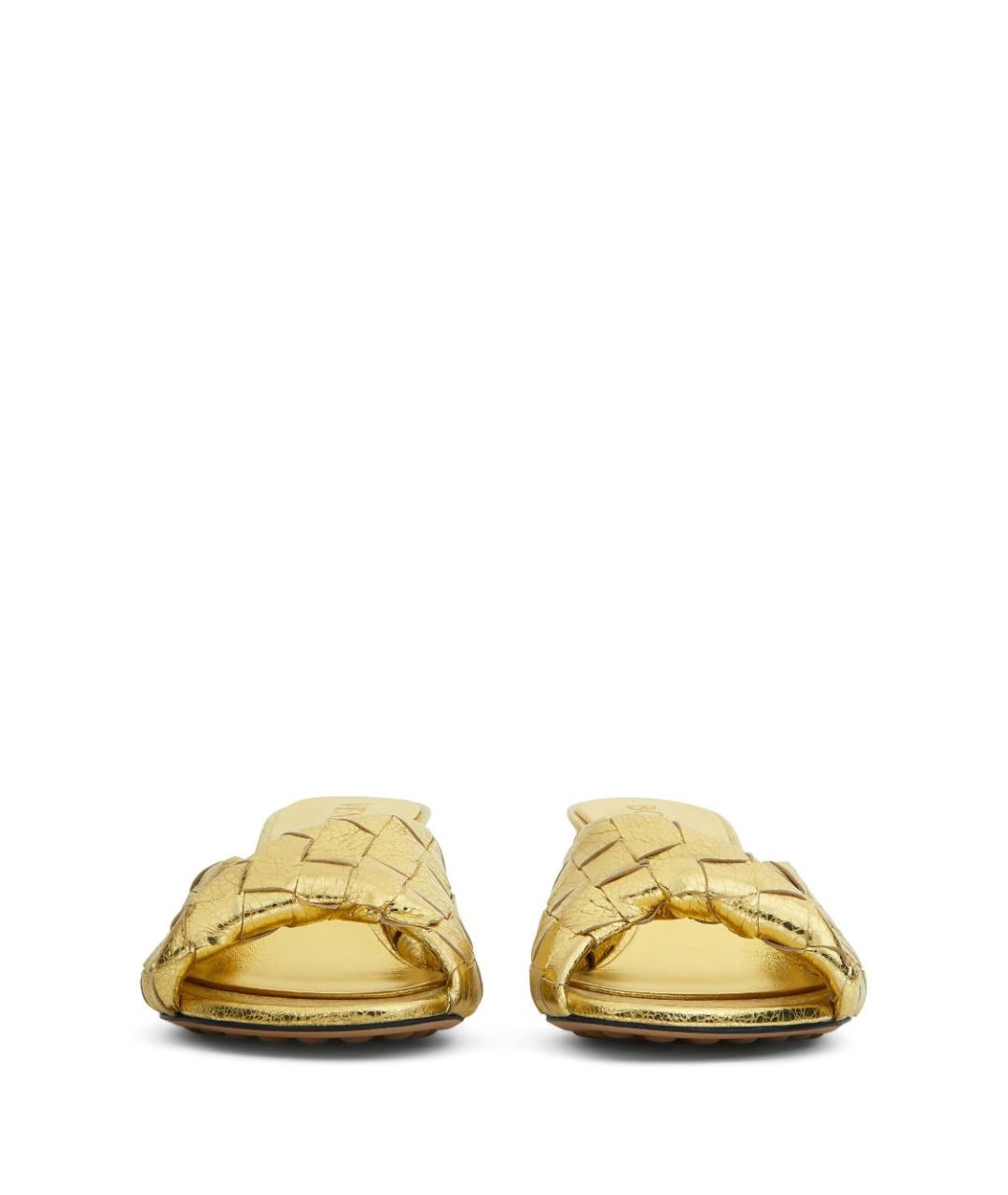 BOTTEGA VENETA Золотые кожаные мюли, фото 2