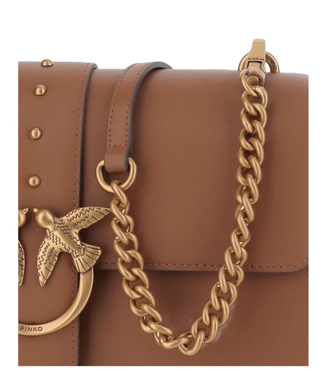 PINKO Коричневая кожаная сумка через плечо, фото 3