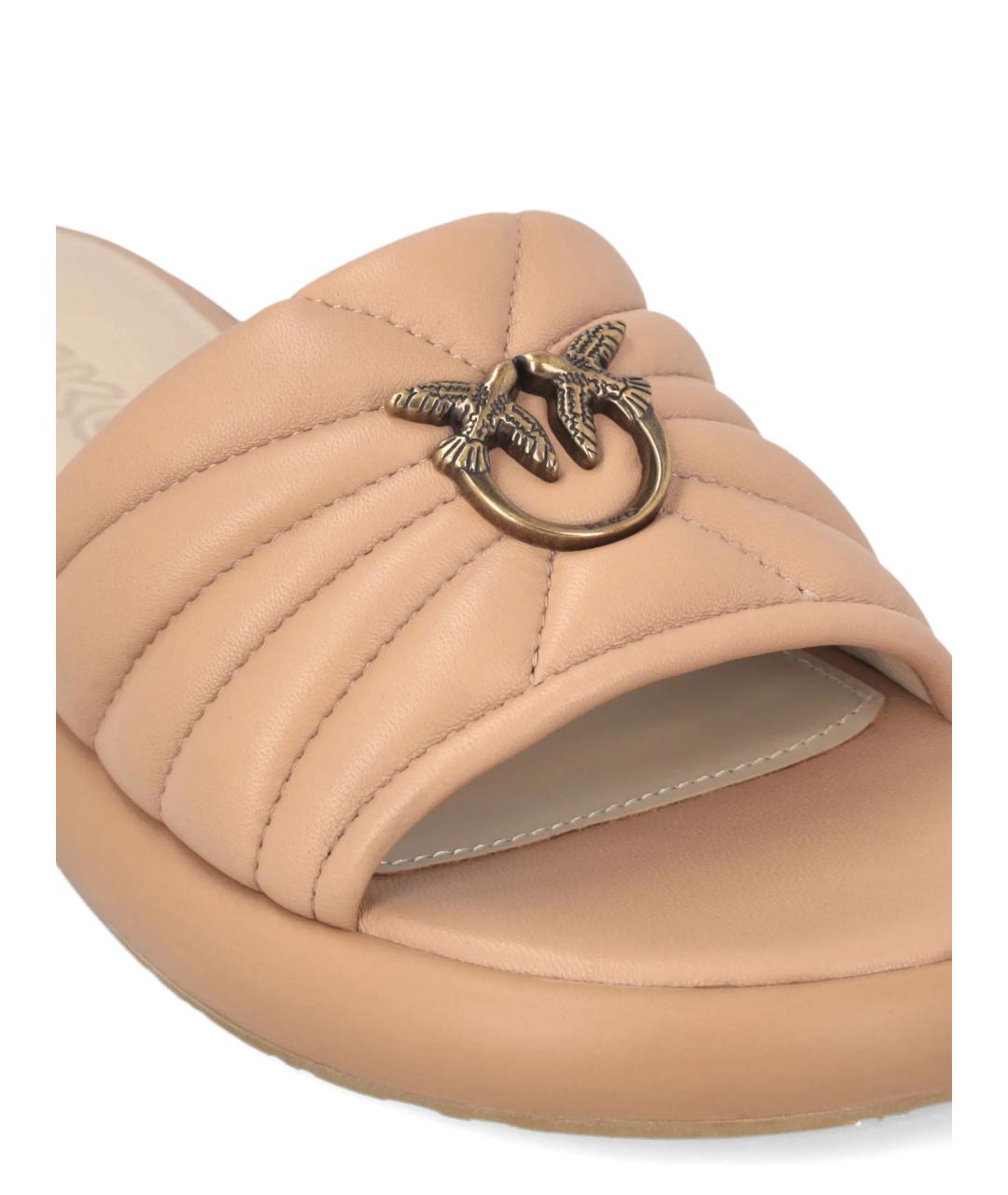 PINKO Бежевые кожаные шлепанцы, фото 3