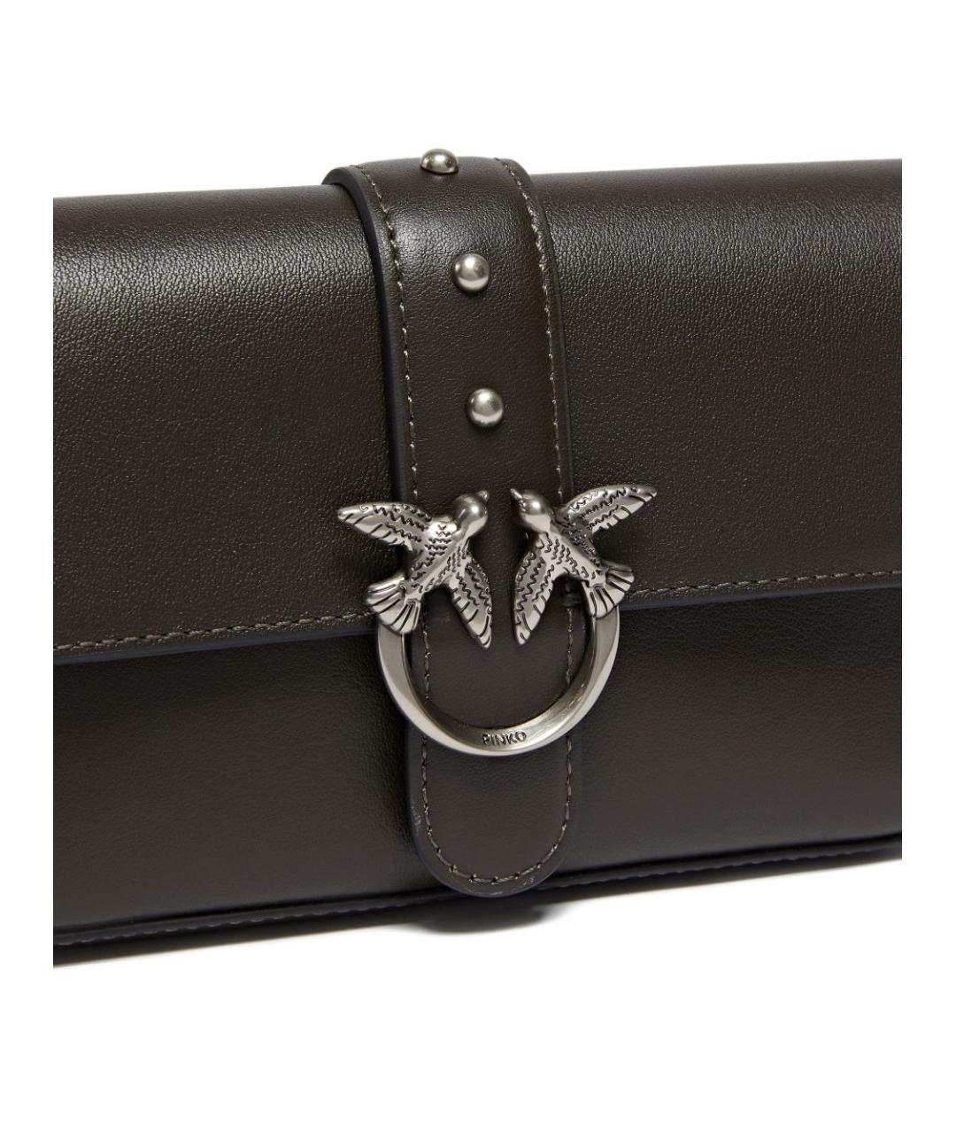 PINKO Черная кожаная сумка через плечо, фото 4