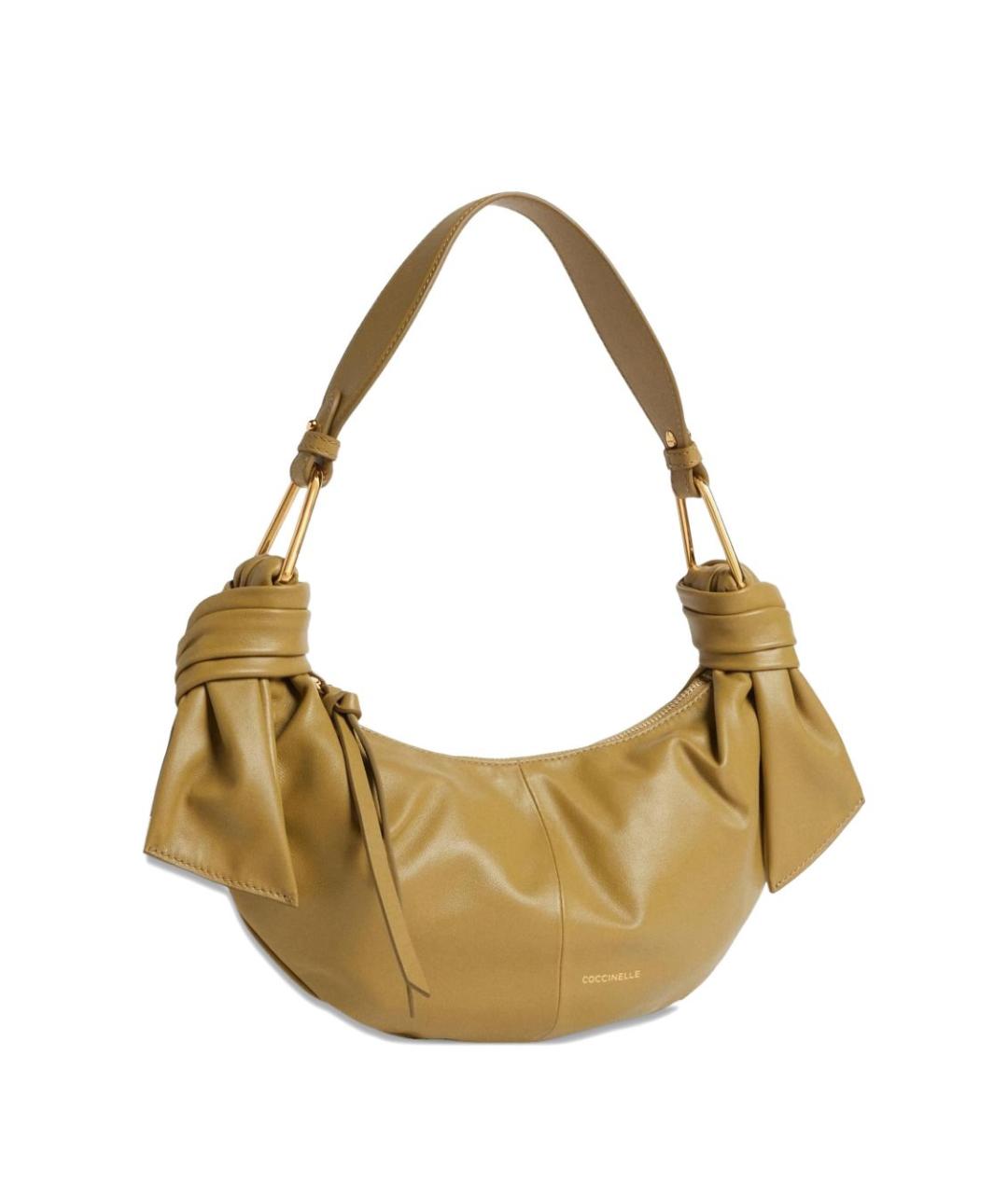 COCCINELLE Зеленая кожаная сумка тоут, фото 1