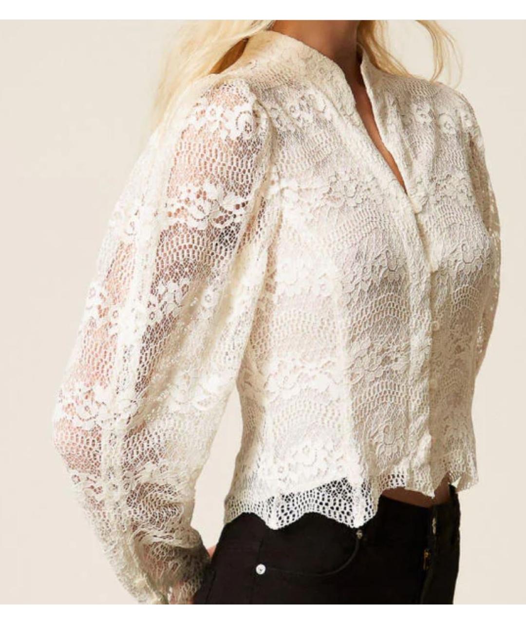 TWIN-SET Белая вискозная рубашка, фото 3