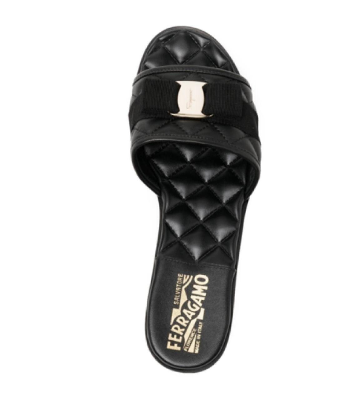 FERRAGAMO Черные кожаные сандалии, фото 4