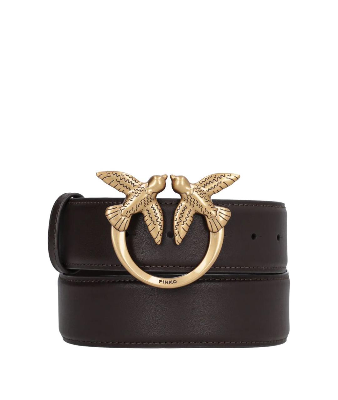 PINKO Коричневый кожаный ремень, фото 1