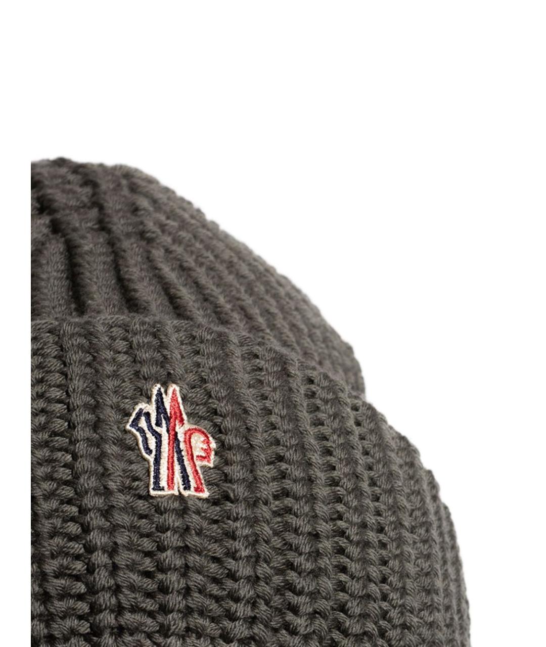 MONCLER GRENOBLE Хаки шерстяная шапка, фото 3
