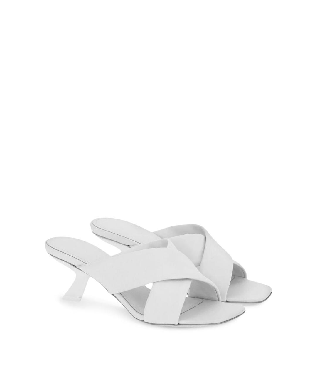 FERRAGAMO Белые кожаные мюли, фото 4