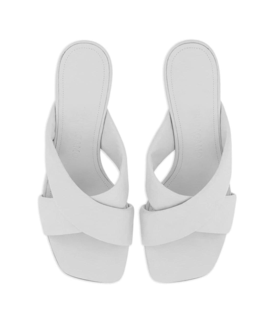 FERRAGAMO Белые кожаные мюли, фото 2