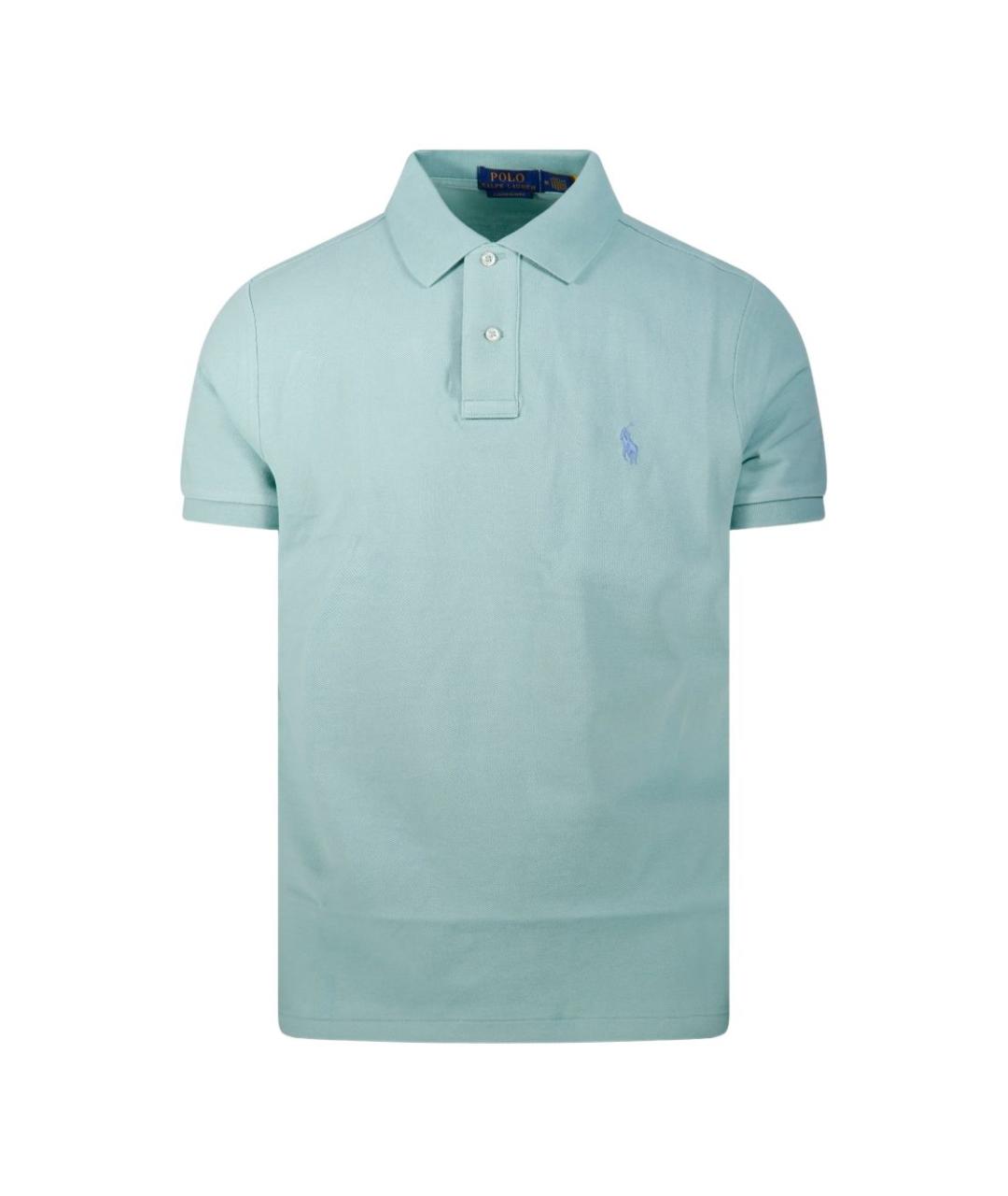 RALPH LAUREN Голубое хлопковое поло с коротким рукавом, фото 1