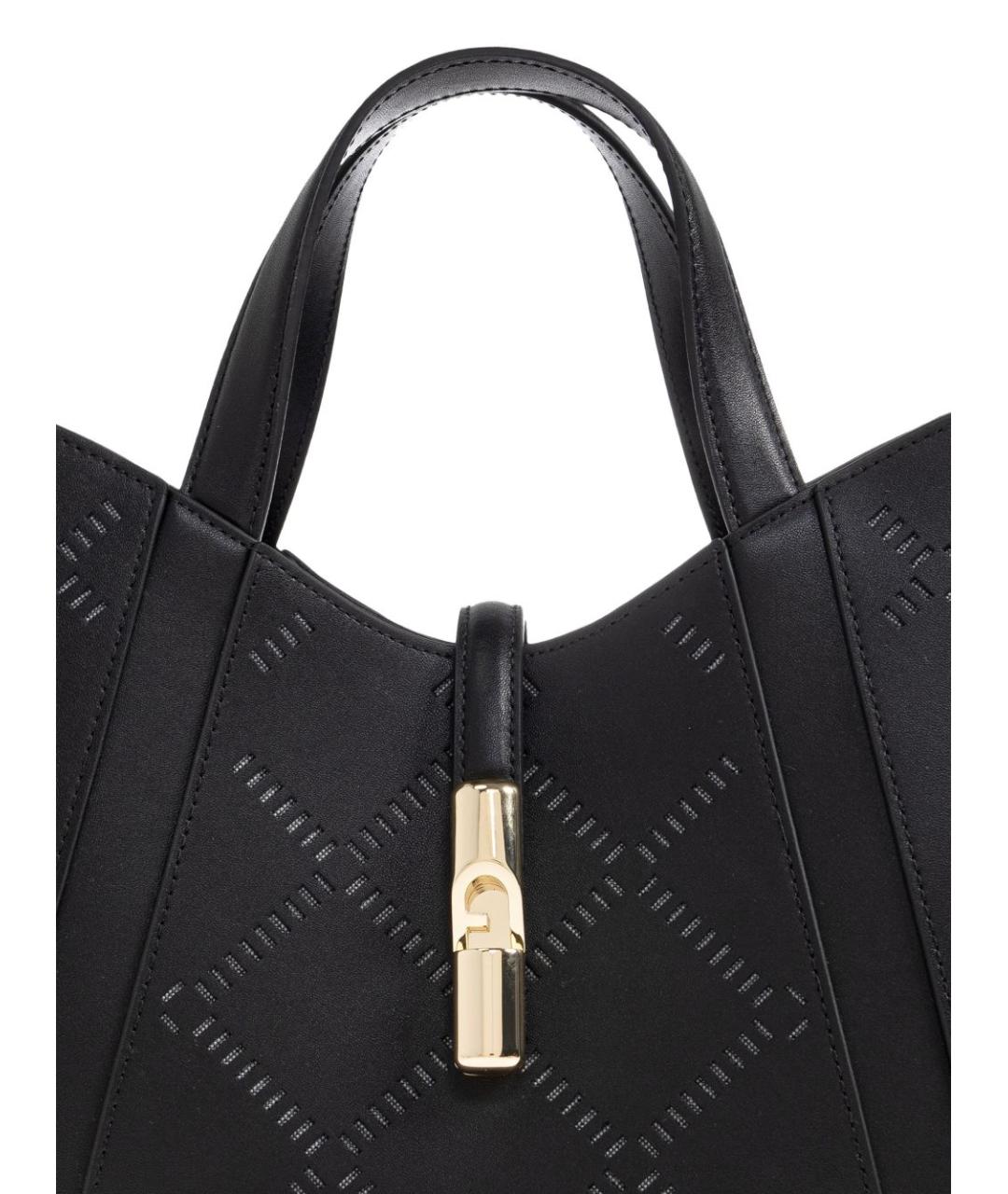 FURLA Черная кожаная сумка тоут, фото 3