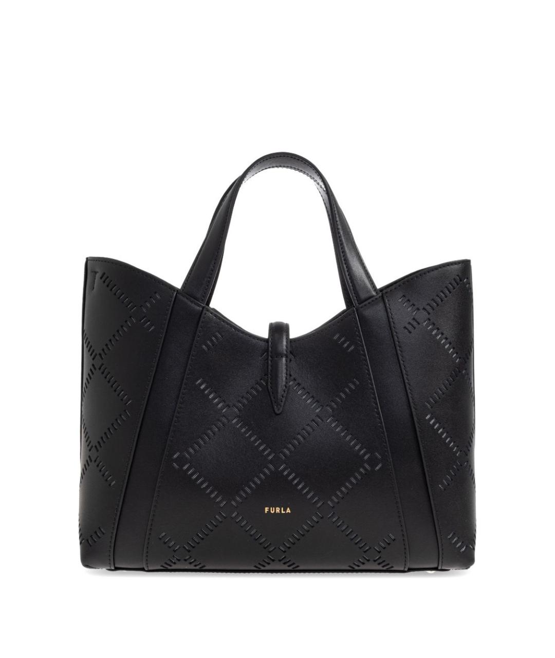 FURLA Черная кожаная сумка тоут, фото 2