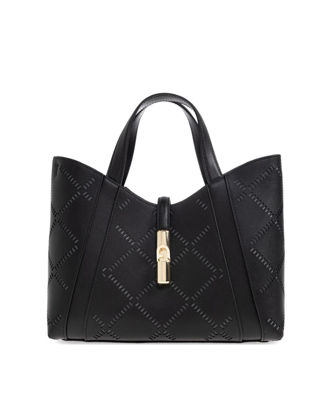 FURLA Черная кожаная сумка тоут, фото 1
