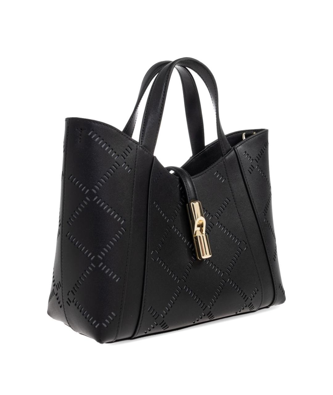 FURLA Черная кожаная сумка тоут, фото 7