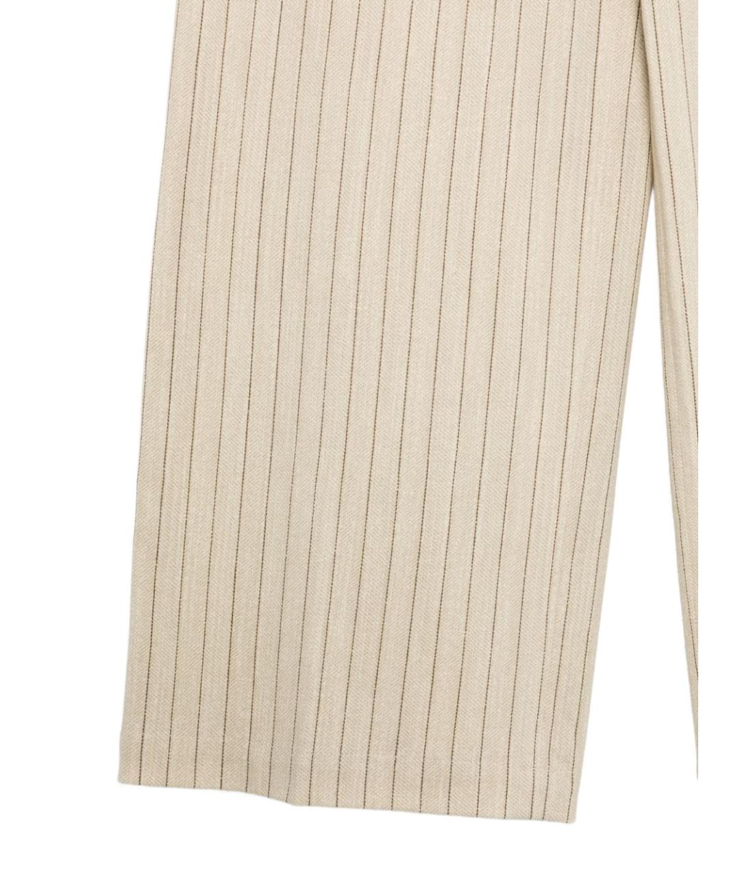 CIRCOLO 1901 Бежевые льняные прямые брюки, фото 3