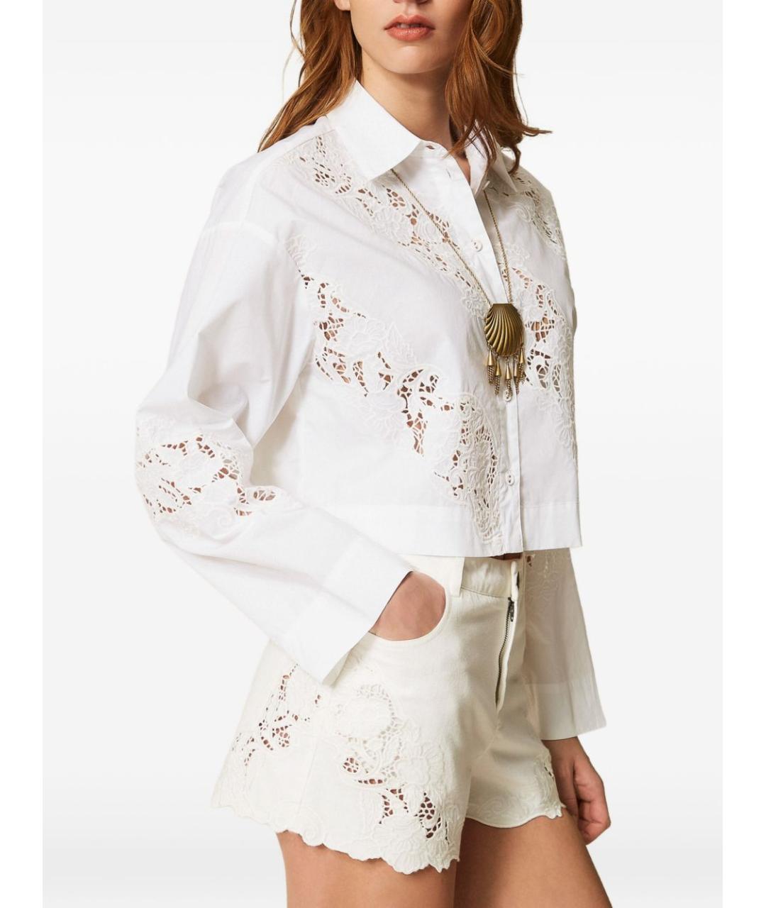 TWIN-SET Белая хлопковая рубашка, фото 4