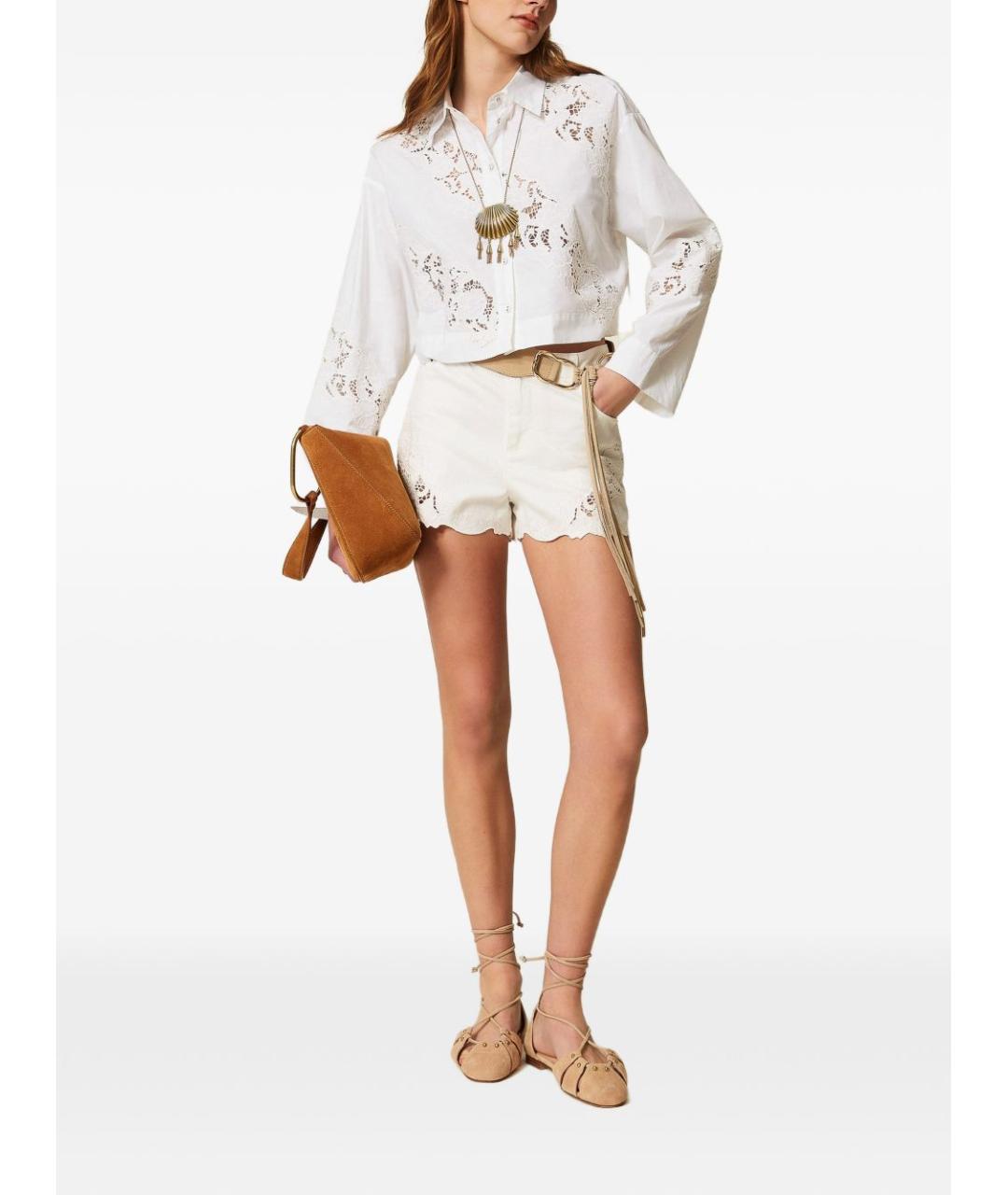 TWIN-SET Белая хлопковая рубашка, фото 5