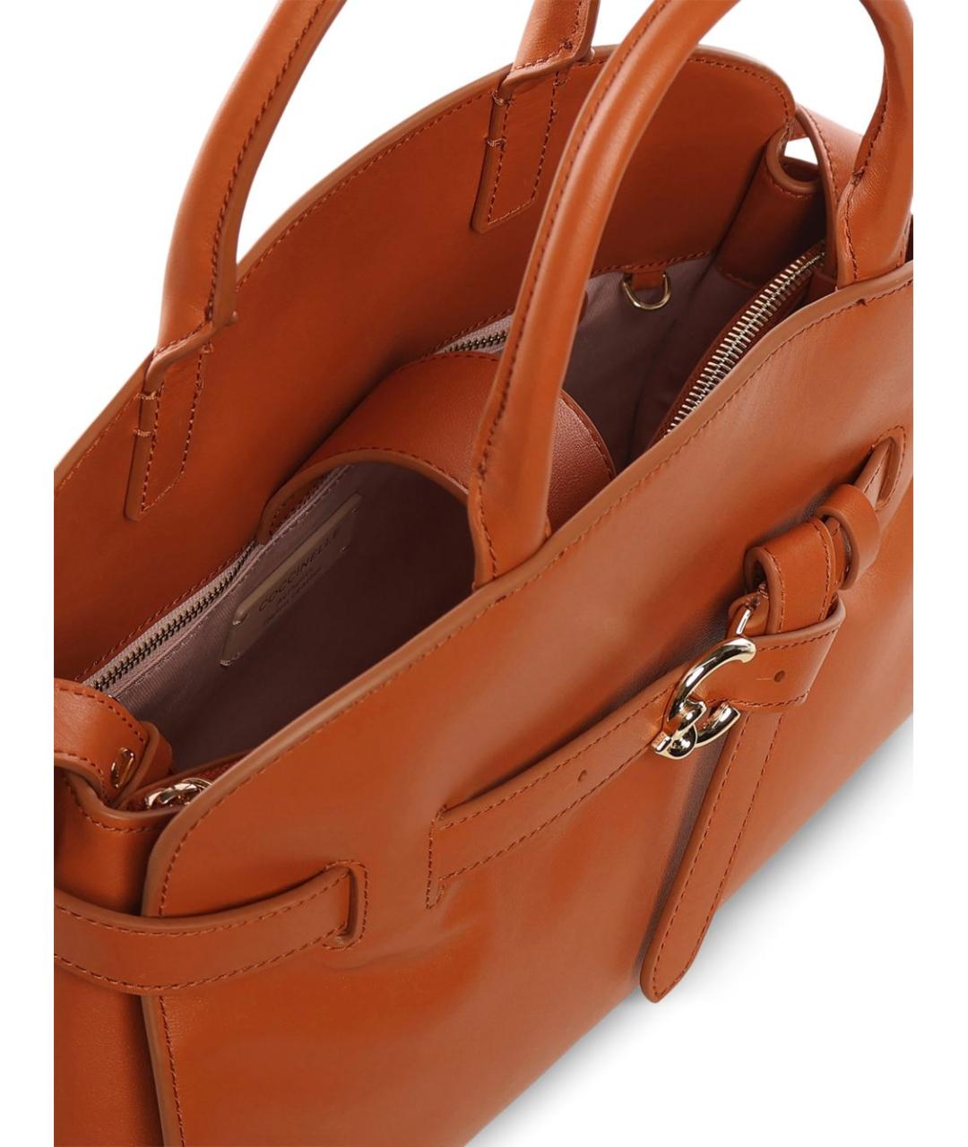 COCCINELLE Коричневая кожаная сумка тоут, фото 4