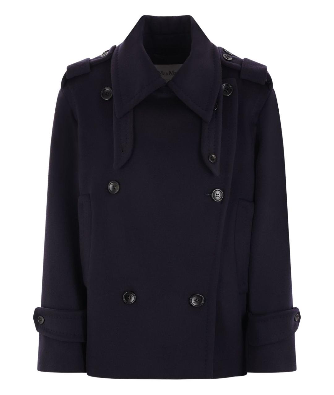 MAX MARA Темно-синее шерстяное пальто, фото 1