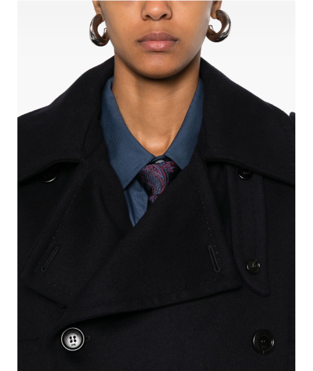 MAX MARA Темно-синее шерстяное пальто, фото 4