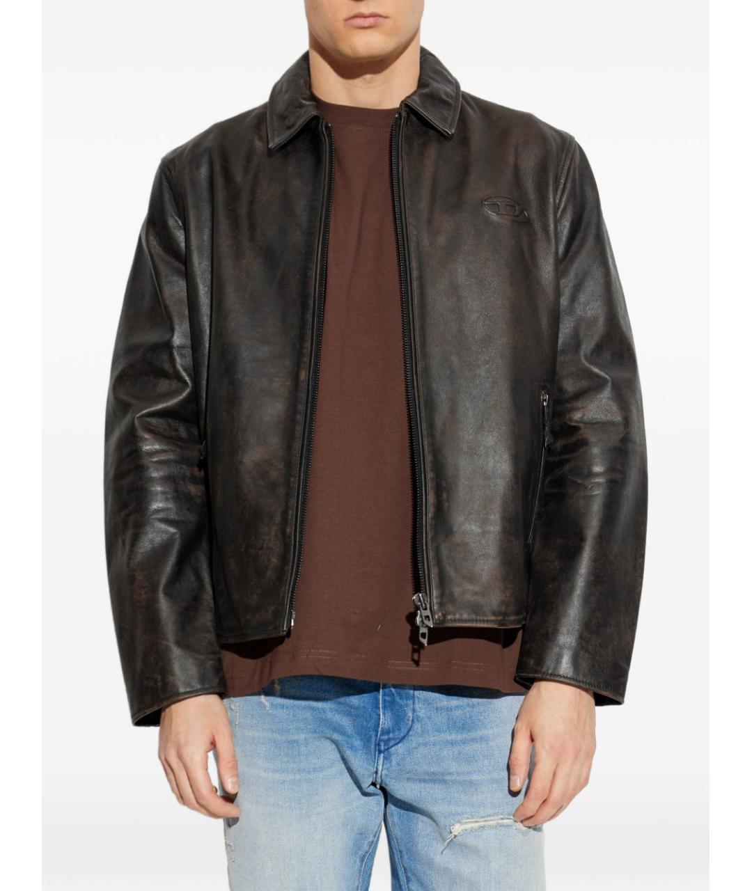 DIESEL Коричневая кожаная куртка, фото 5