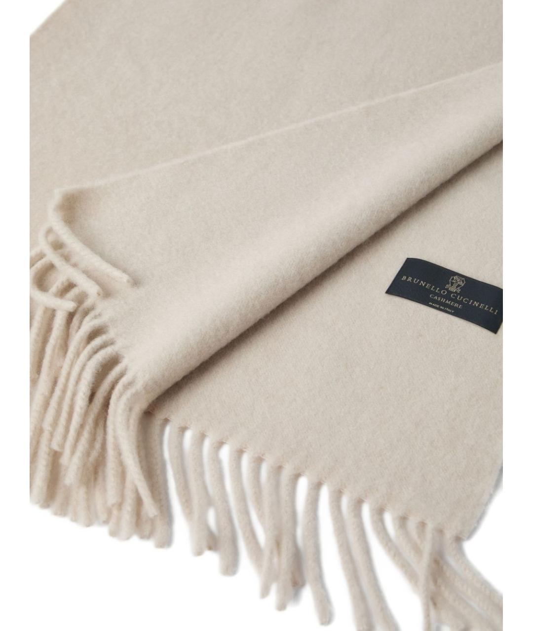 BRUNELLO CUCINELLI Бежевый шарф, фото 3